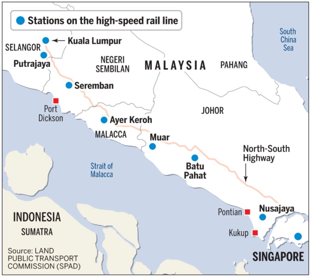 High speed rail malaysia singapore latest alignment map