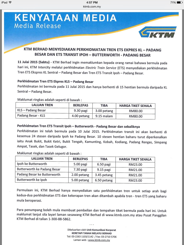 ETS EKPRES KL Sentral Padang Besar